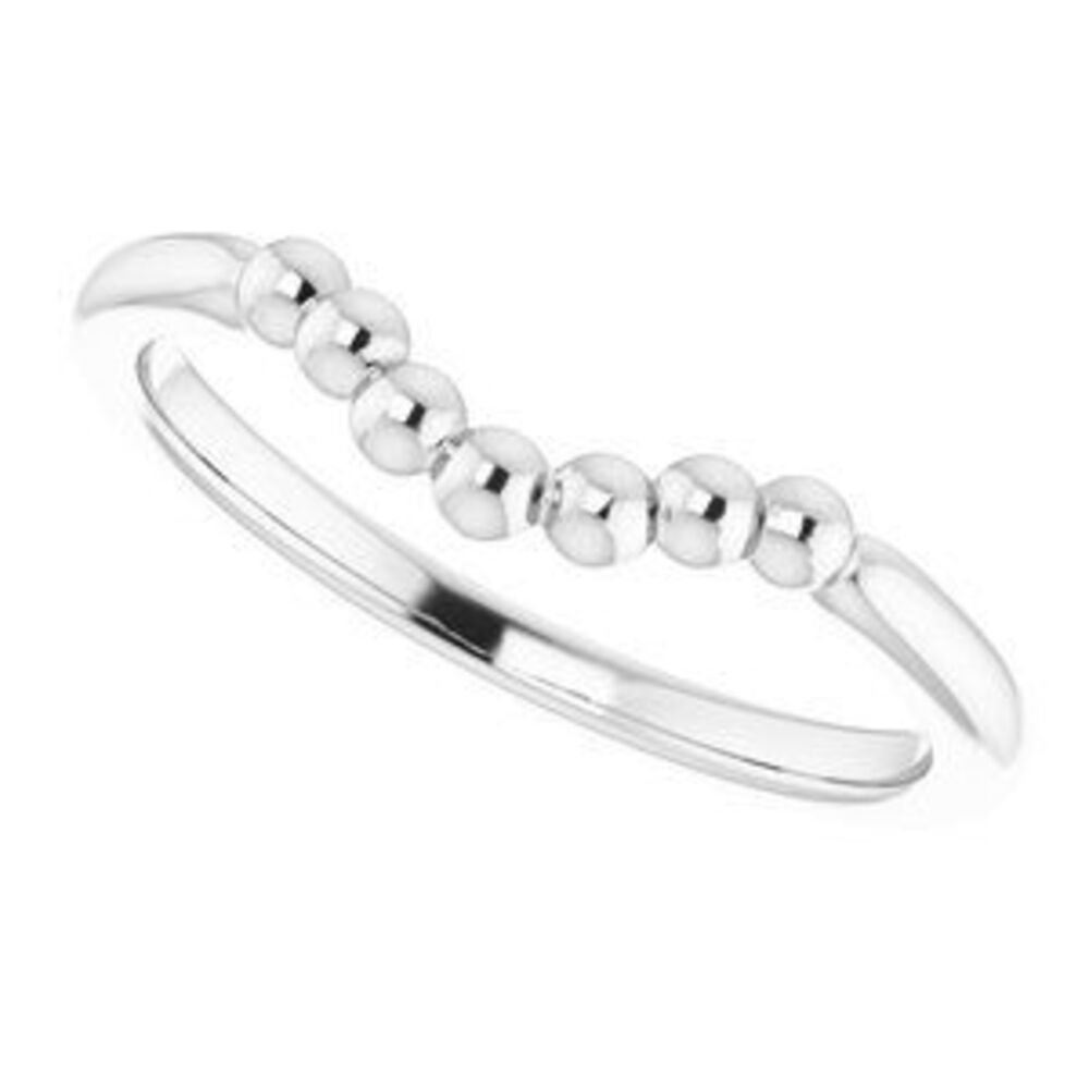 14k White Stackable Beaded Stackable Ring - image 5